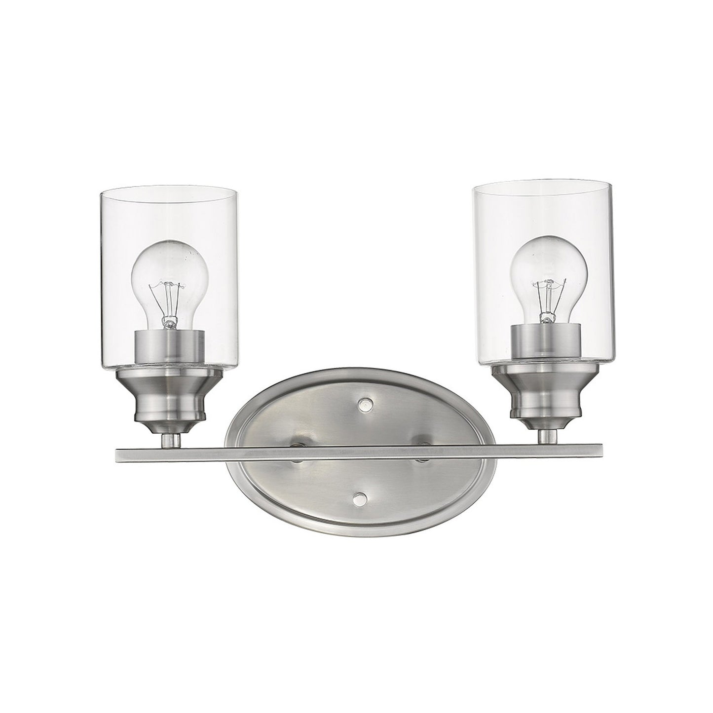 Two Light Silver Wall Light w/ Clear Glass Shade