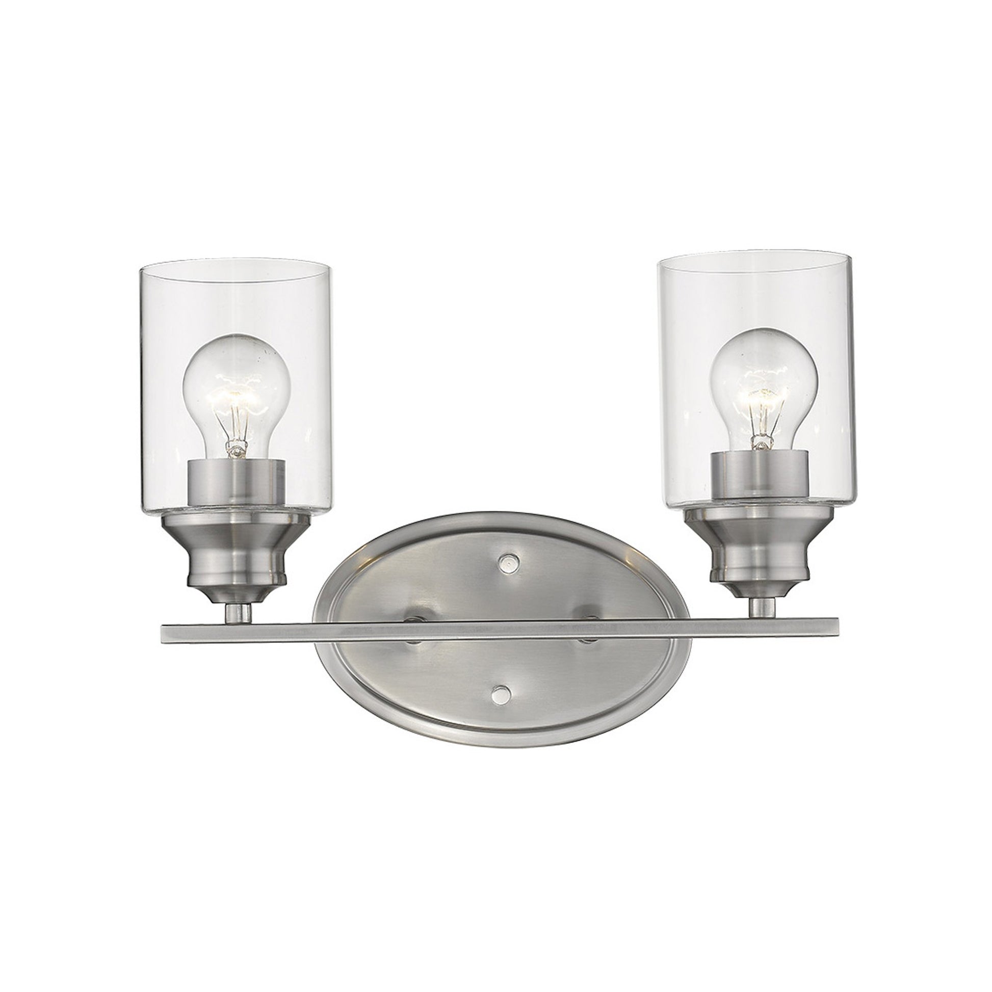 Two Light Silver Wall Light w/ Clear Glass Shade