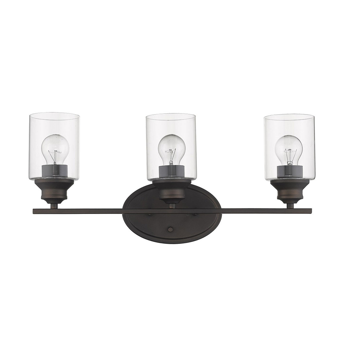 Three Light Bronze Wall Light w/ Clear Glass Shade