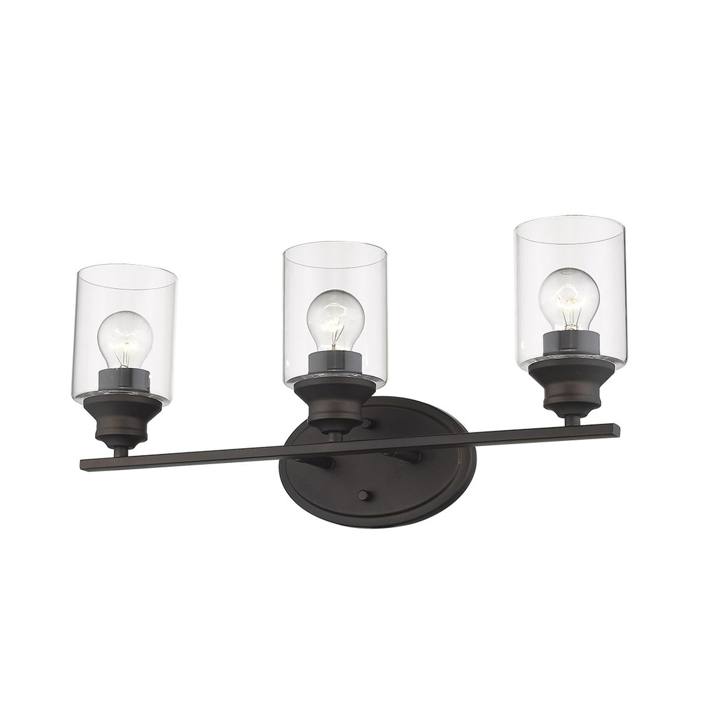 Three Light Bronze Wall Light w/ Clear Glass Shade
