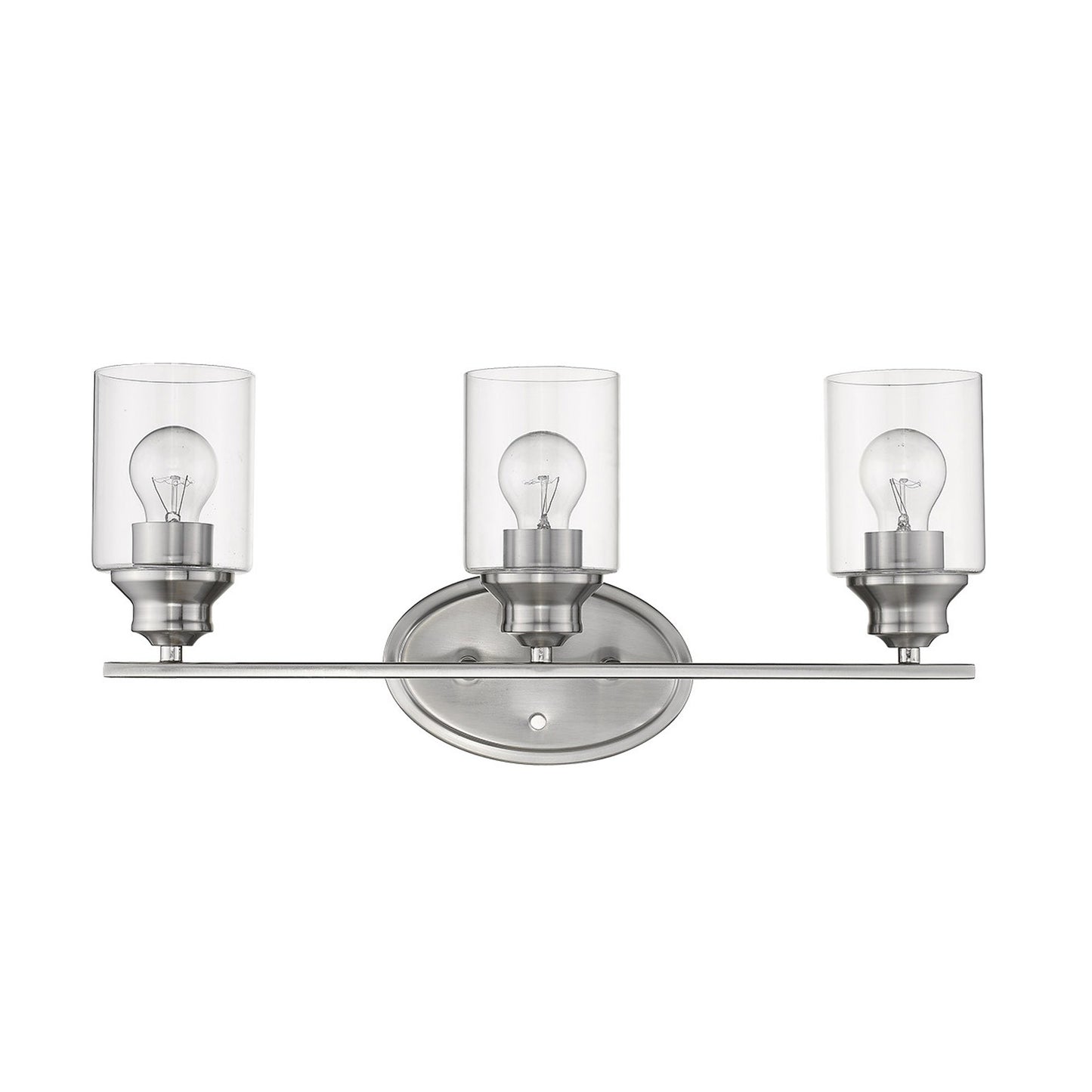 Three Light Silver Wall Light w/ Clear Glass Shade