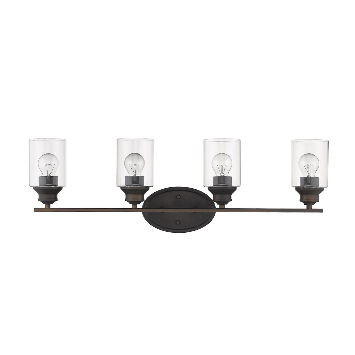 Four Light Bronze Wall Light w/ Clear Glass Shade