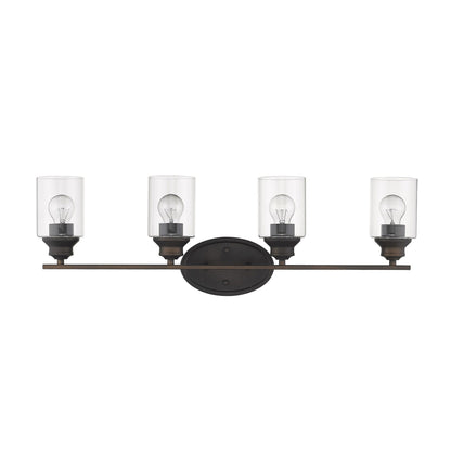 Four Light Bronze Wall Light w/ Clear Glass Shade