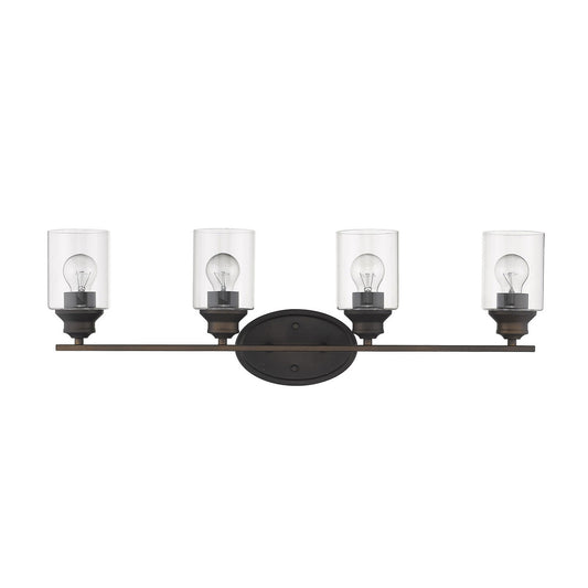 Four Light Bronze Wall Light w/ Clear Glass Shade