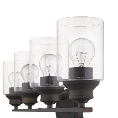Four Light Bronze Wall Light w/ Clear Glass Shade