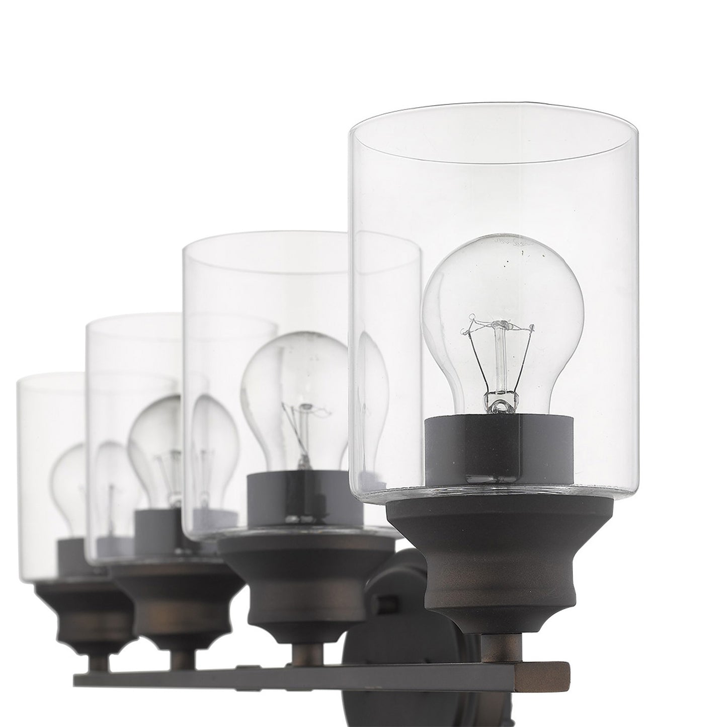 Four Light Bronze Wall Light w/ Clear Glass Shade