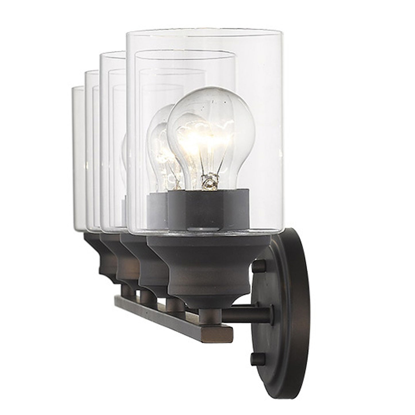 Four Light Bronze Wall Light w/ Clear Glass Shade