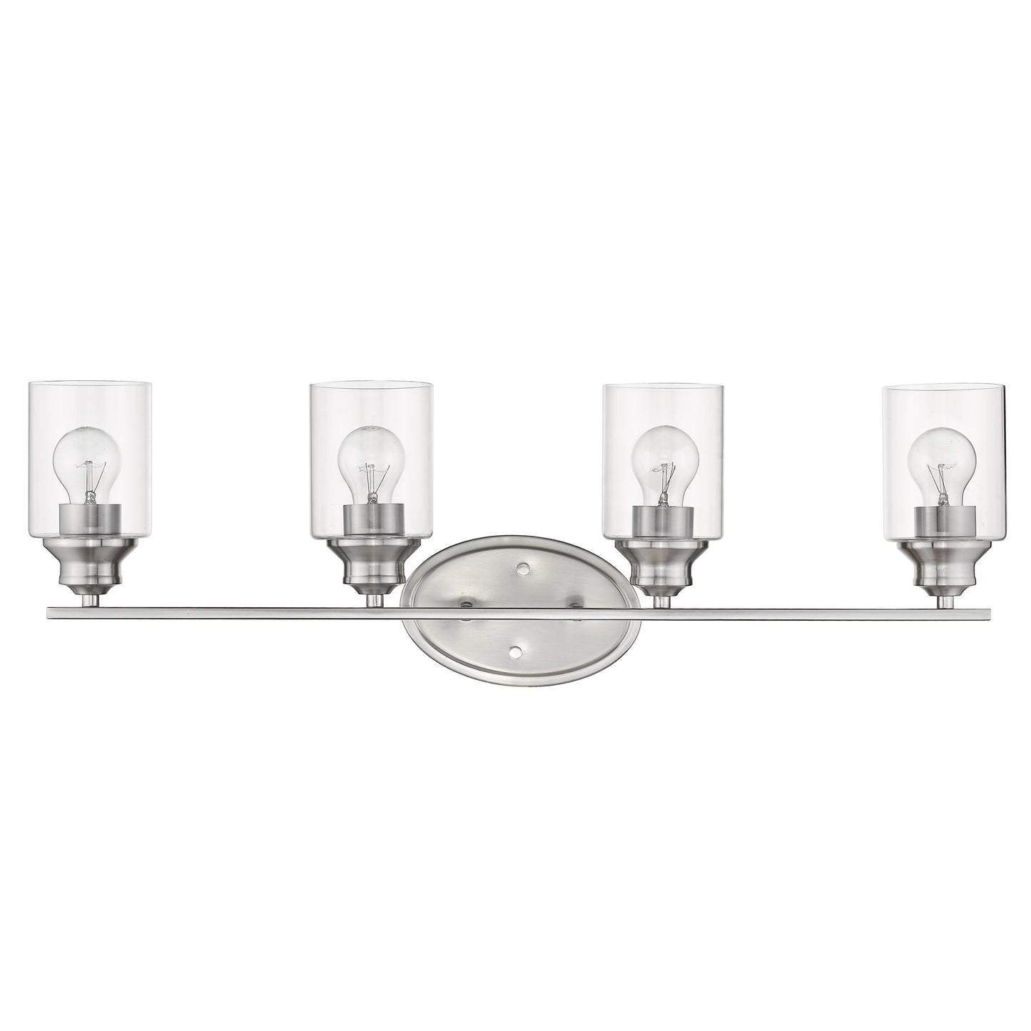 Four Light Silver Wall Light w/ Clear Glass Shade