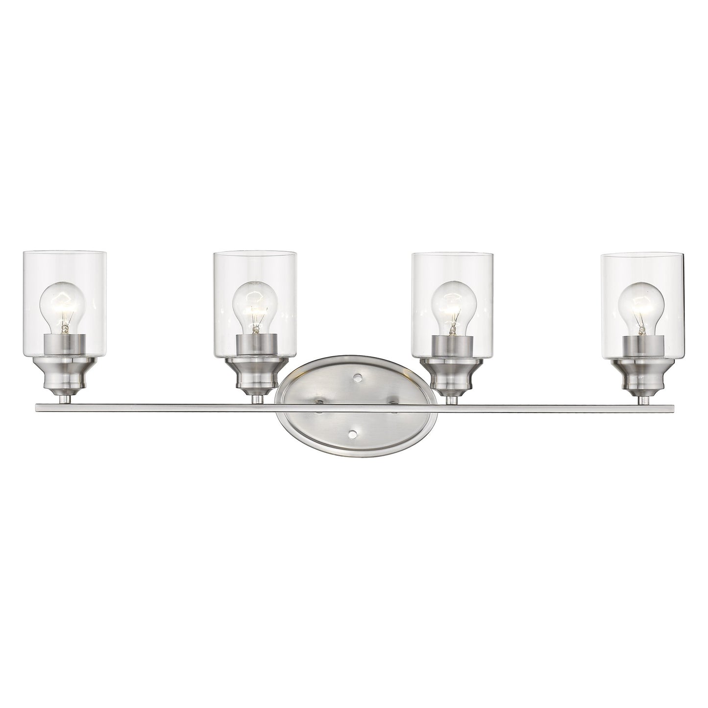 Four Light Silver Wall Light w/ Clear Glass Shade