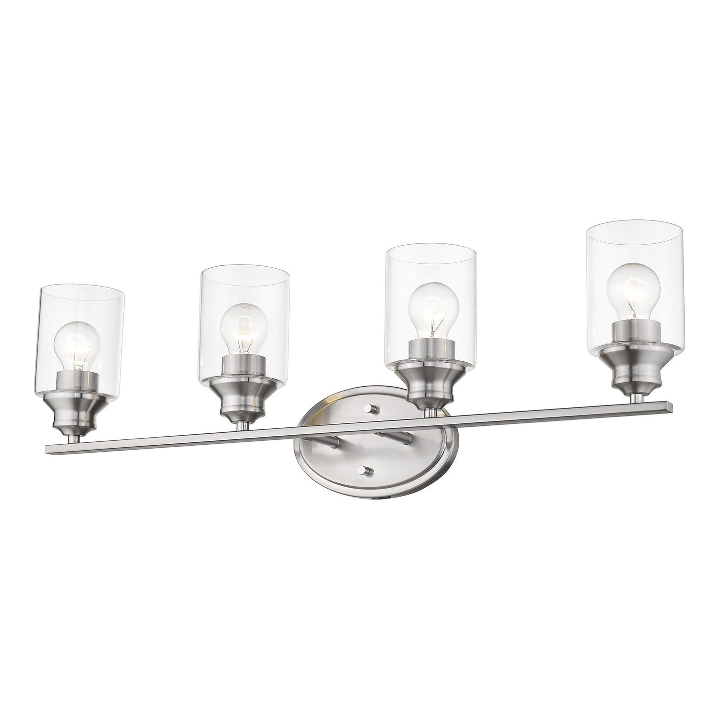 Four Light Silver Wall Light w/ Clear Glass Shade