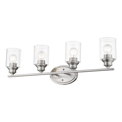 Four Light Silver Wall Light w/ Clear Glass Shade