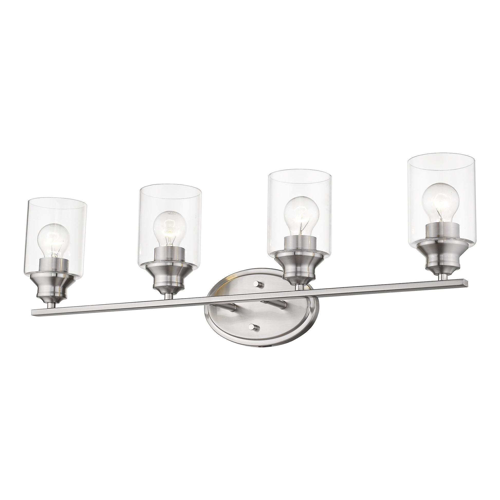 Four Light Silver Wall Light w/ Clear Glass Shade