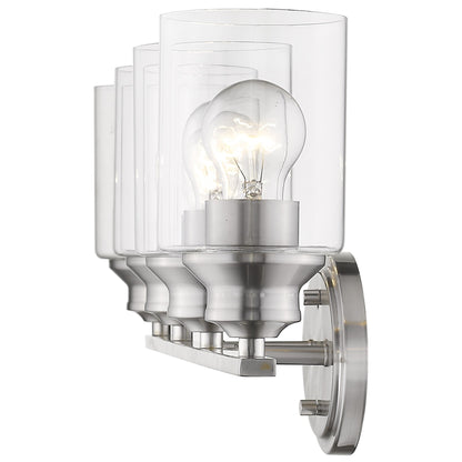 Four Light Silver Wall Light w/ Clear Glass Shade
