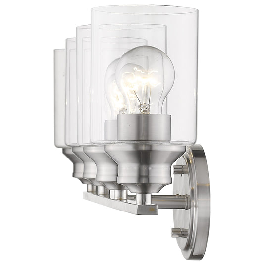 Four Light Silver Wall Light w/ Clear Glass Shade