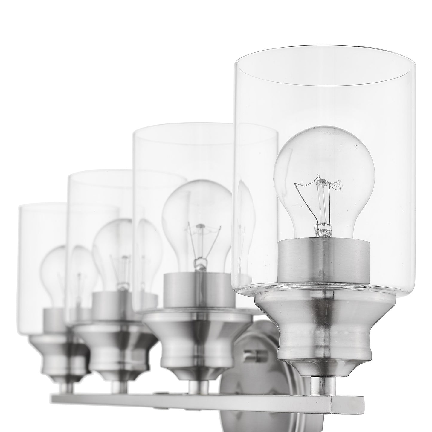 Four Light Silver Wall Light w/ Clear Glass Shade