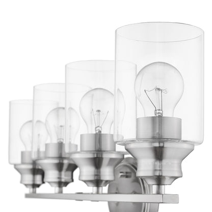 Four Light Silver Wall Light w/ Clear Glass Shade