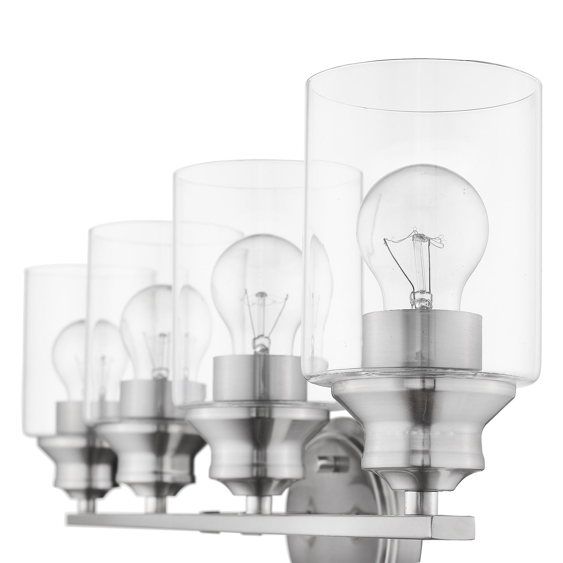 Four Light Silver Wall Light w/ Clear Glass Shade