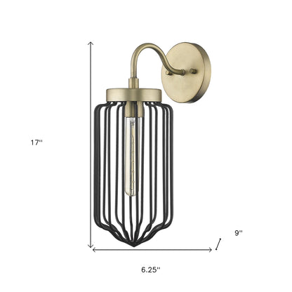 Gold & Black Cage Wall Sconce