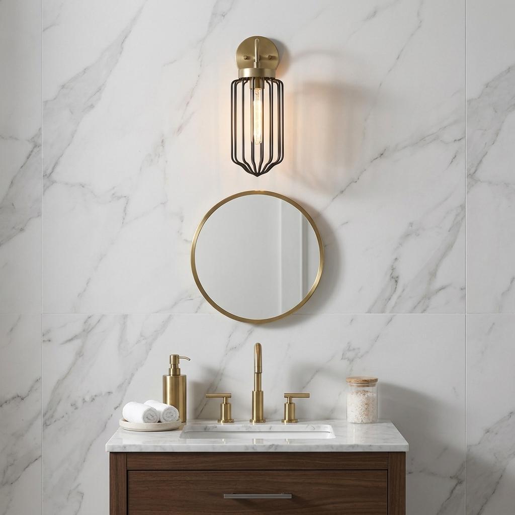 Gold & Black Cage Wall Sconce