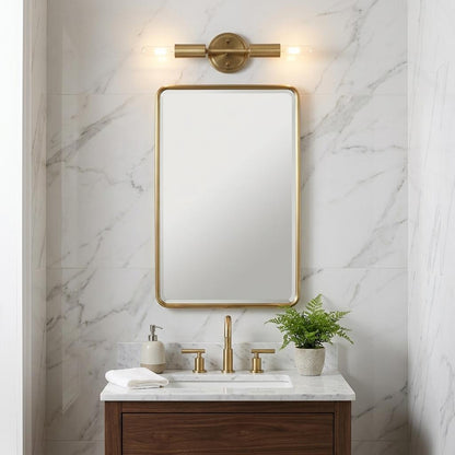 Two Light Dull Gold Narrow Bulb Wall Light