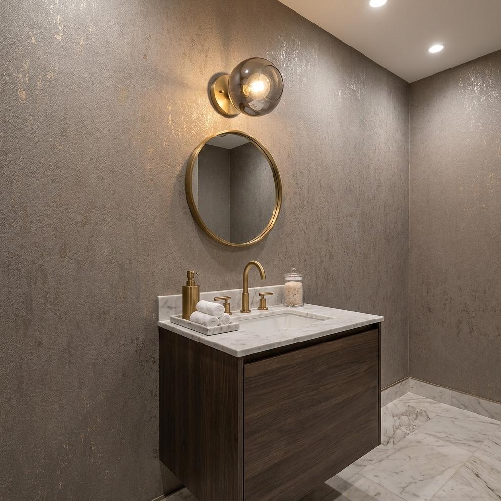 Gold & Smoked Glass Wall Light
