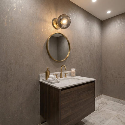 Gold & Smoked Glass Wall Light