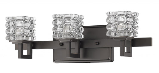 Coralie 3-Light Oil-Rubbed Bronze Sconce w/ Pressed Crystal Shades