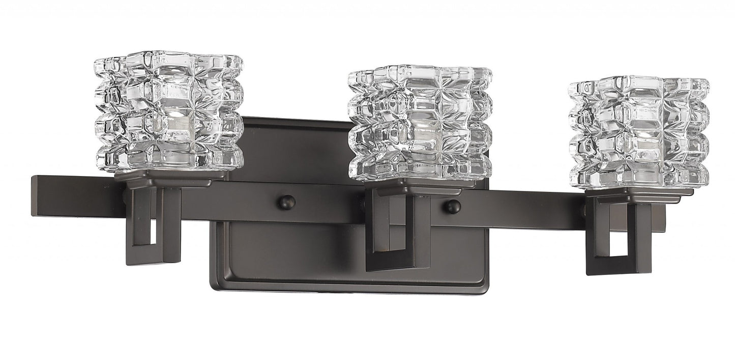 Coralie 3-Light Oil-Rubbed Bronze Sconce w/ Pressed Crystal Shades