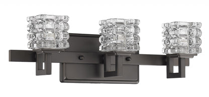 Coralie 3-Light Oil-Rubbed Bronze Sconce w/ Pressed Crystal Shades
