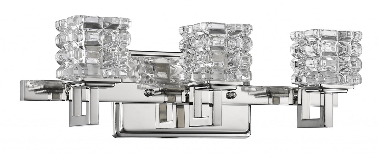 Coralie 3-Light Nickel Sconce w/ Pressed Crystal Shades