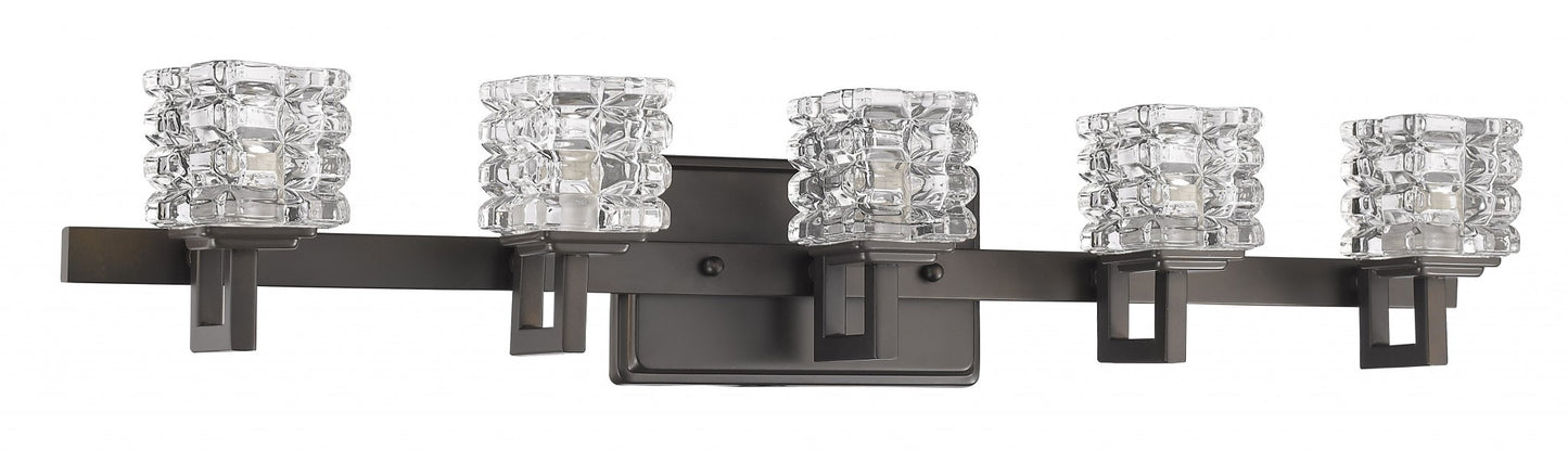 Coralie 5-Light Oil-Rubbed Bronze Sconce w/ Pressed Crystal Shades
