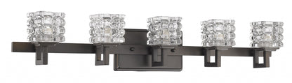 Coralie 5-Light Oil-Rubbed Bronze Sconce w/ Pressed Crystal Shades