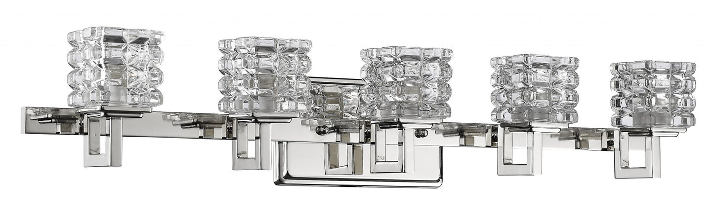 Coralie 5-Light Nickel Sconce w/ Pressed Crystal Shades
