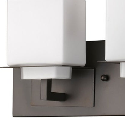 Rampart 3-Light Oil-Rubbed Bronze Vanity Light w/ Etched Glass Shades