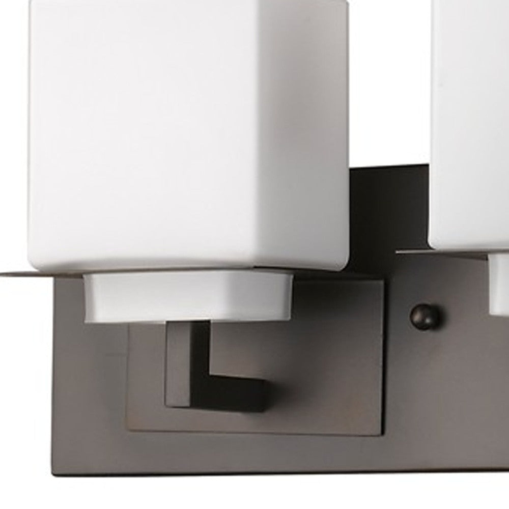 Rampart 3-Light Oil-Rubbed Bronze Vanity Light w/ Etched Glass Shades