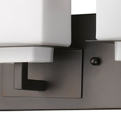 Rampart 3-Light Oil-Rubbed Bronze Vanity Light w/ Etched Glass Shades