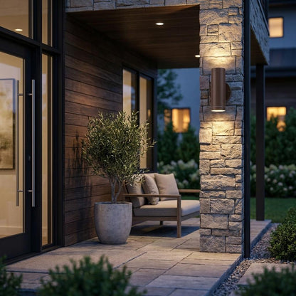 Bronze Two Light Can Shape Wall Sconce