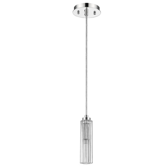 Solo 1-Light Chrome Pendant w/ Multi-Faceted Crystal Shade