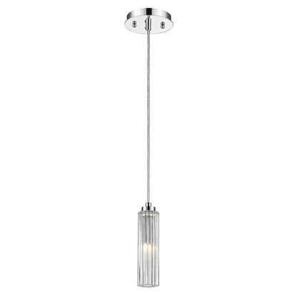 Solo 1-Light Chrome Pendant w/ Multi-Faceted Crystal Shade