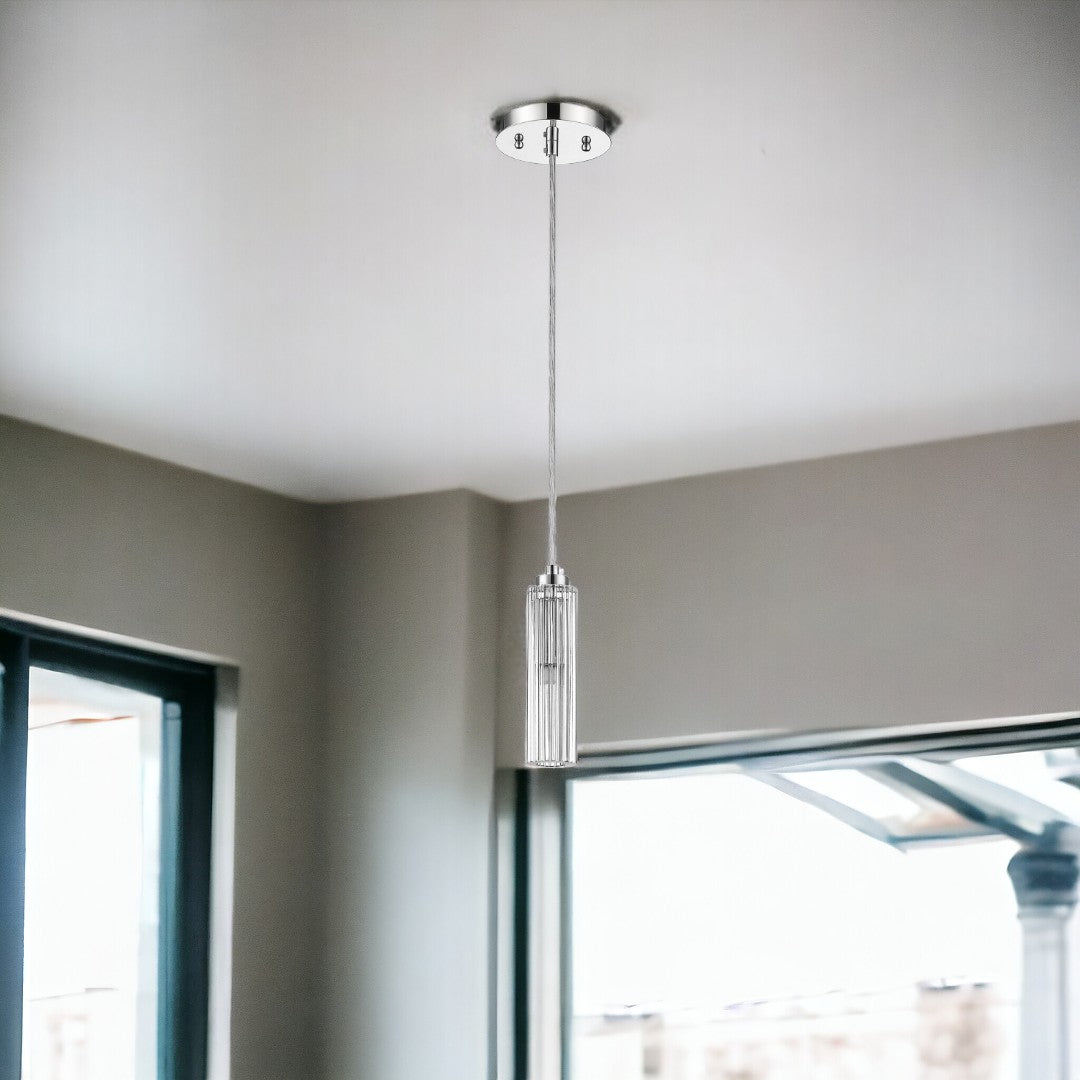 Solo 1-Light Chrome Pendant w/ Multi-Faceted Crystal Shade