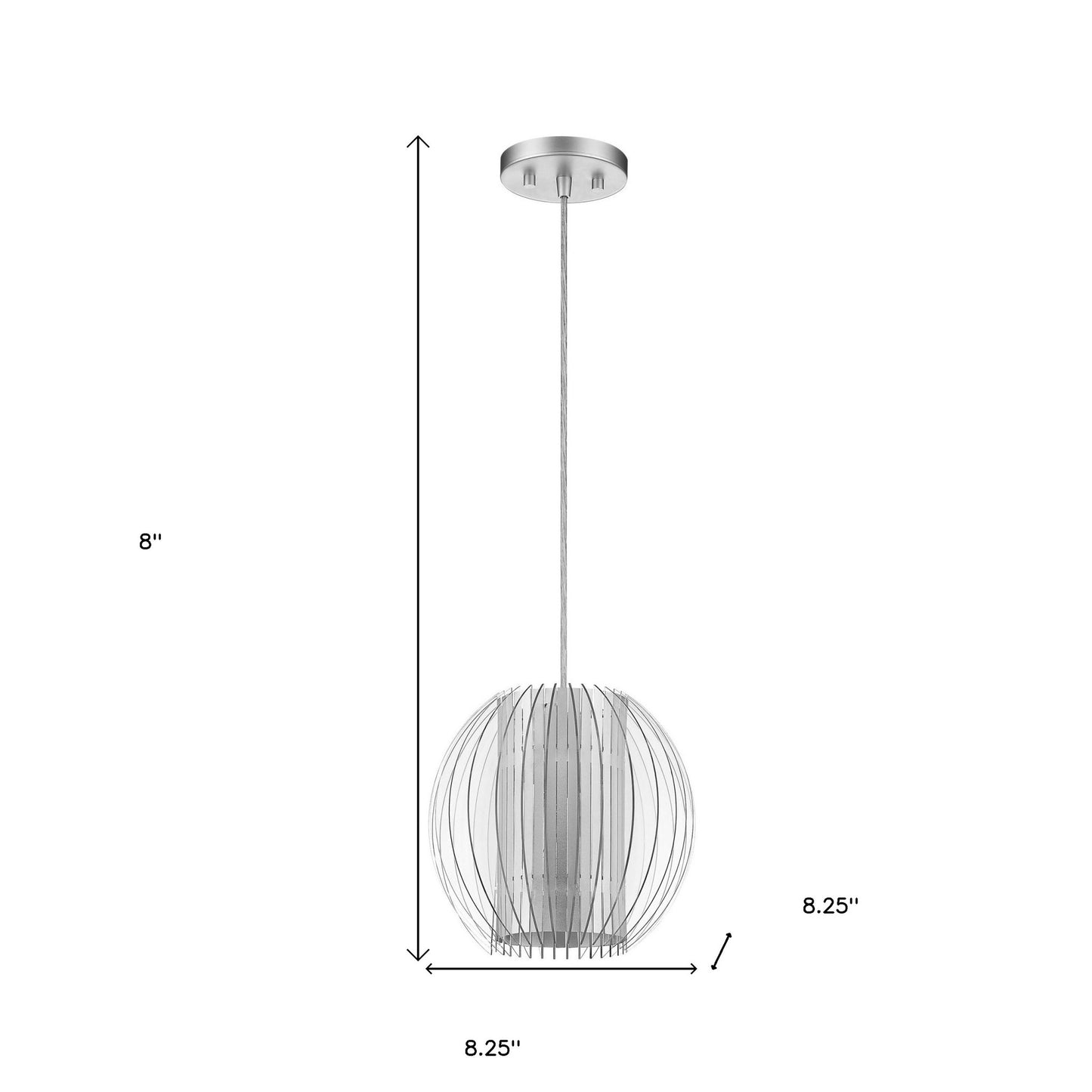Acrylic & Steel Shade Hanging Globe Light