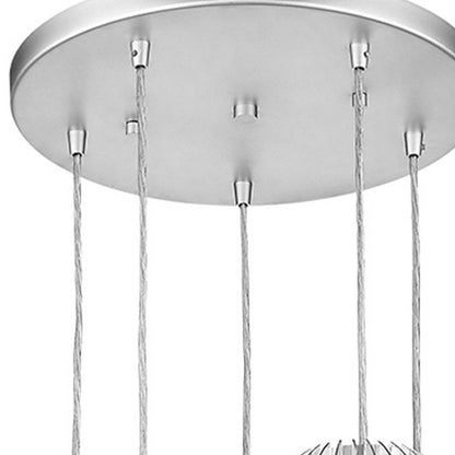 5 Light Acrylic & Steel Shade Hanging Globe Light