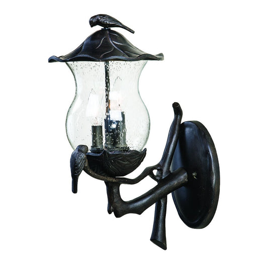 Avian 3-Light Black Coral Wall Light w/ Seeded Glass