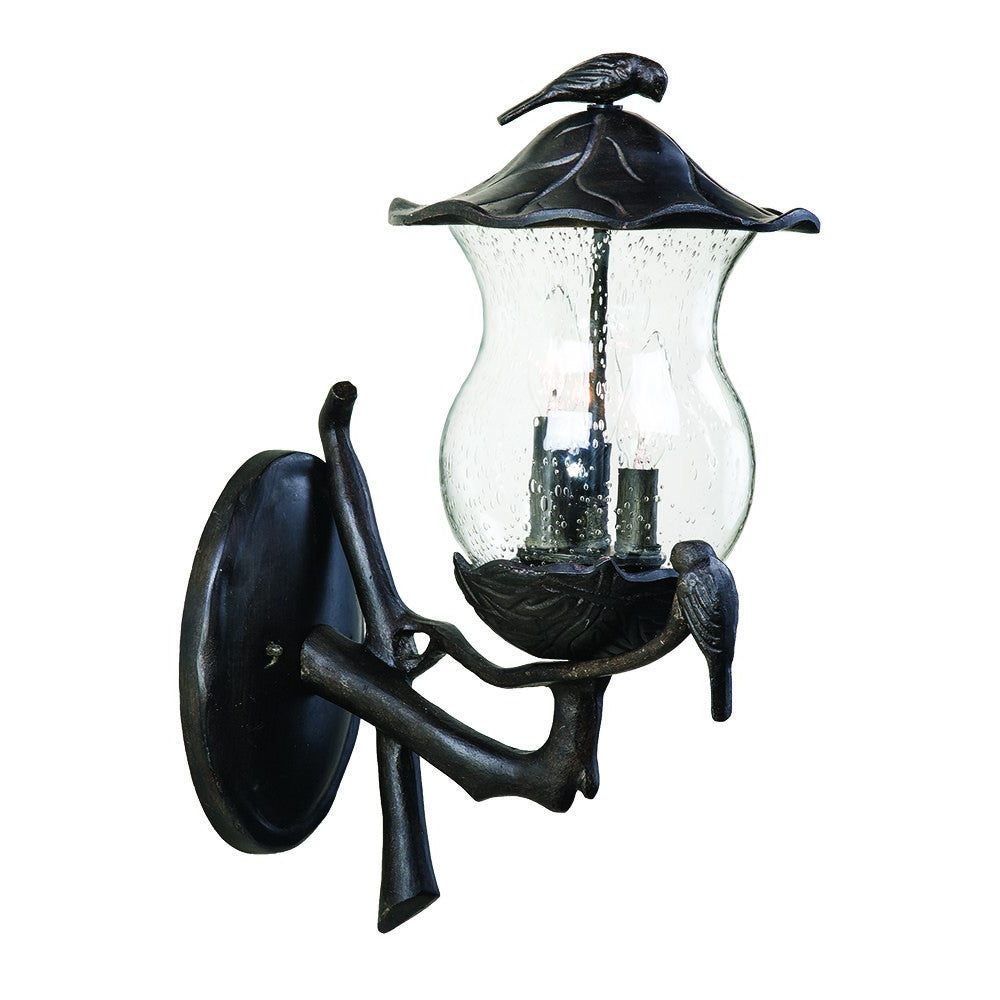 Avian 3-Light Black Coral Wall Light w/ Seeded Glass