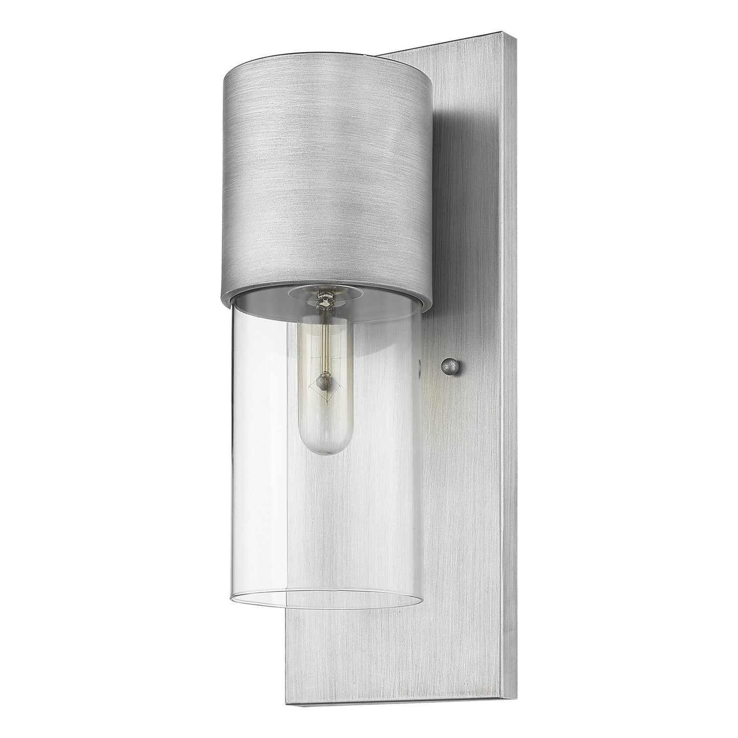 Contemporary Brushed Silver & Glass Wall Sconce