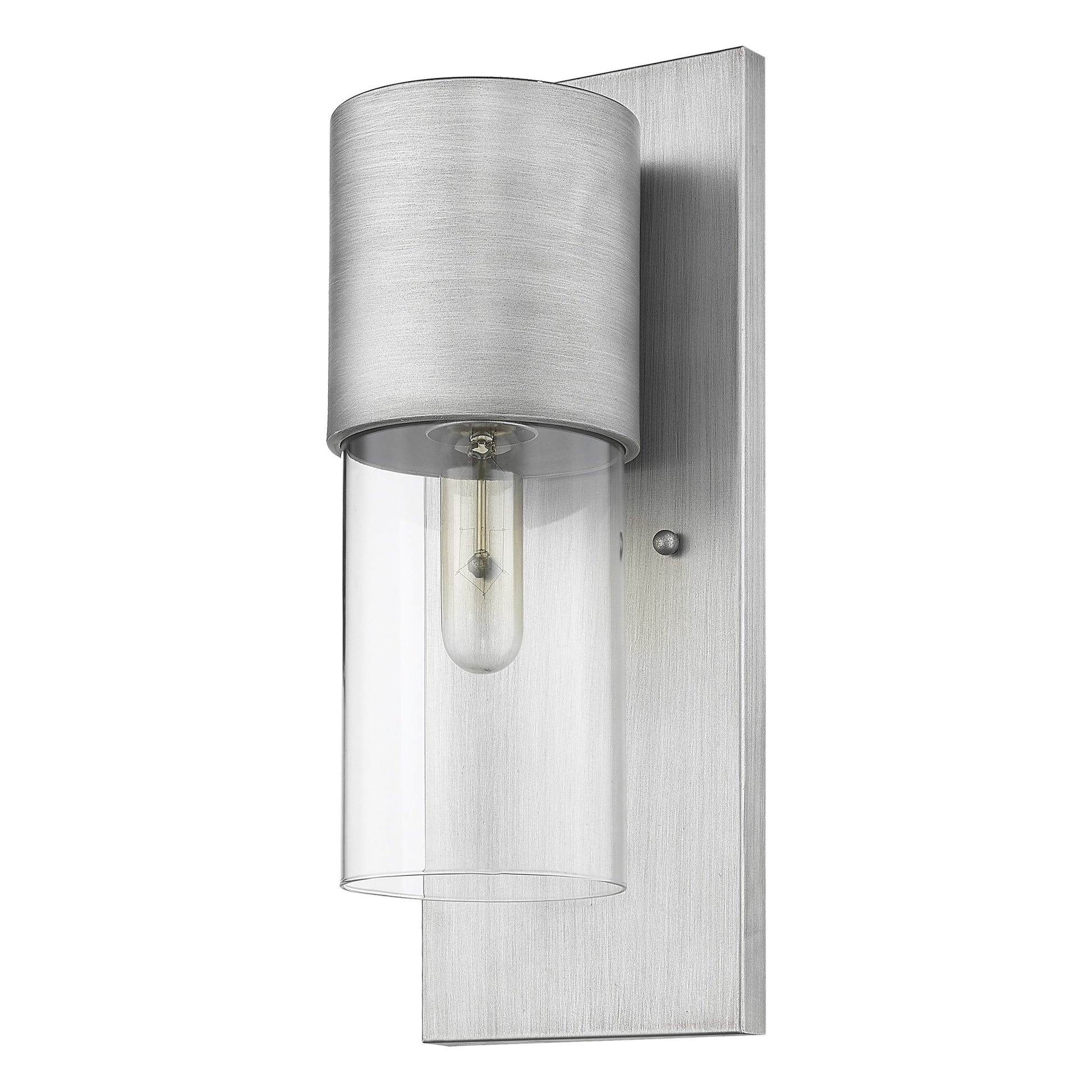 Contemporary Brushed Silver & Glass Wall Sconce