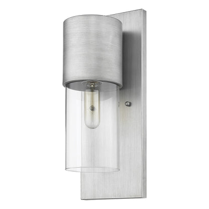 Contemporary Brushed Silver & Glass Wall Sconce