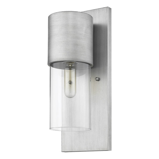 Contemporary Brushed Silver & Glass Wall Sconce