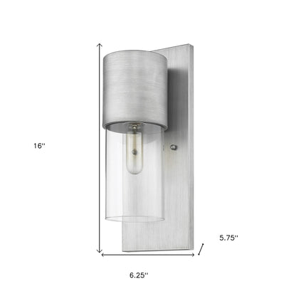 Contemporary Brushed Silver & Glass Wall Light