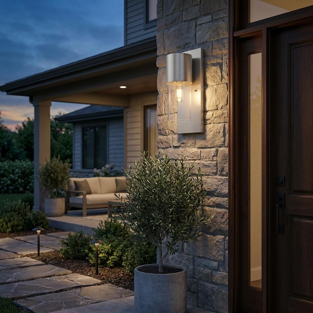 Contemporary Brushed Silver & Glass Wall Light